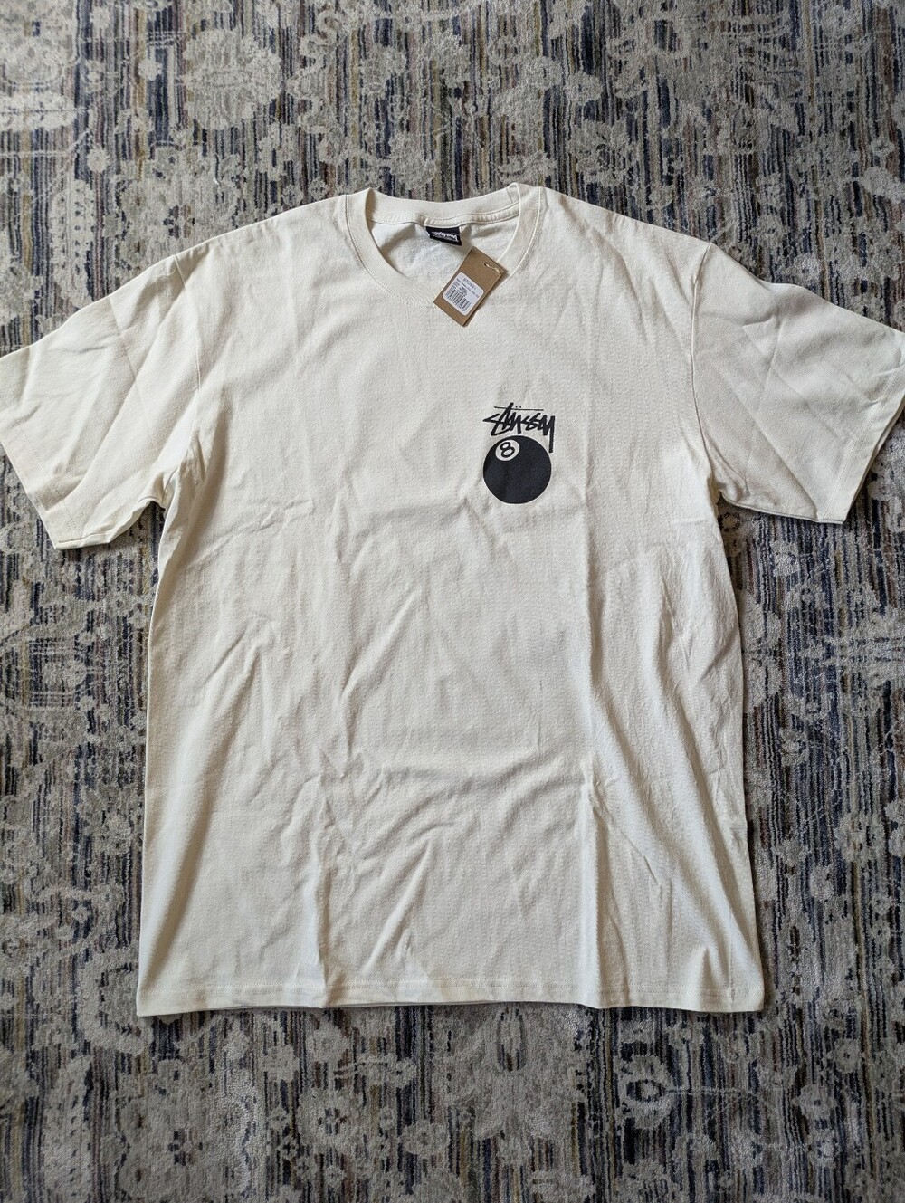 Stüssy 8 Ball Pigment Dyed Tee Natural Cream XL NWT Oversized Streetwear